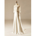 Sweep Train Tulle Sleeve Beach Wedding Gown